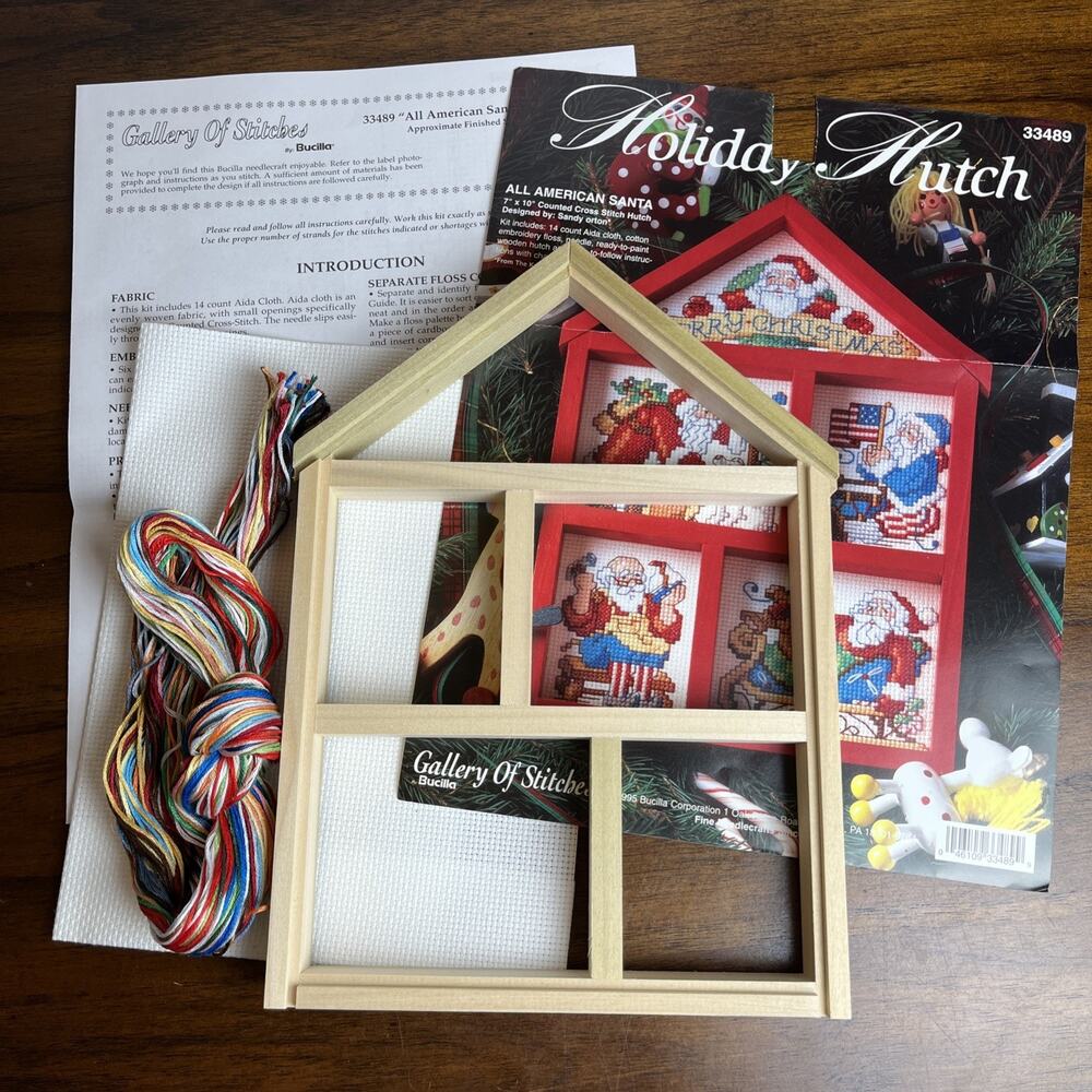 Bucilla Holiday Hutch All American Santa 1995 Kit 33489 Gallery Of Stitch Xmas